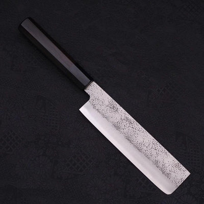 Nakiri Stainless Clad Aogami-Super Suname Buffalo Ebony Handle 165mm-Aogami Super-Tsuchime-Japanese Handle-[Musashi]-[Japanese-Kitchen-Knives]