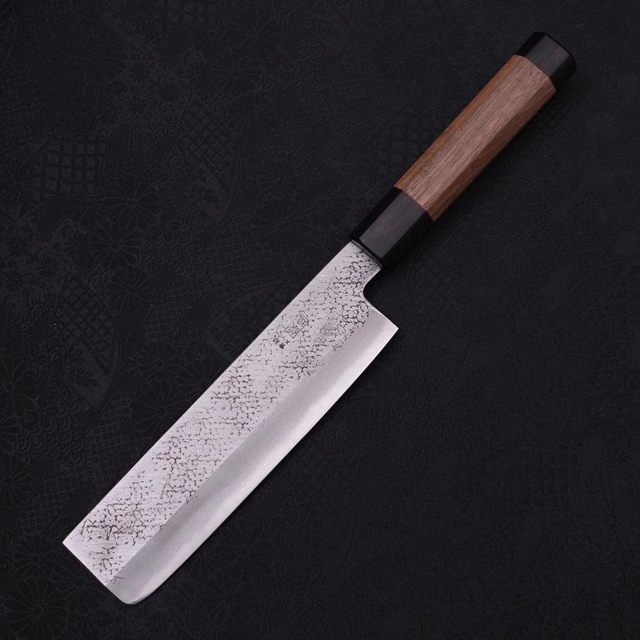 Nakiri Stainless Clad Aogami-Super Suname Walnut Handle 165mm-Aogami Super-Tsuchime-Japanese Handle-[Musashi]-[Japanese-Kitchen-Knives]