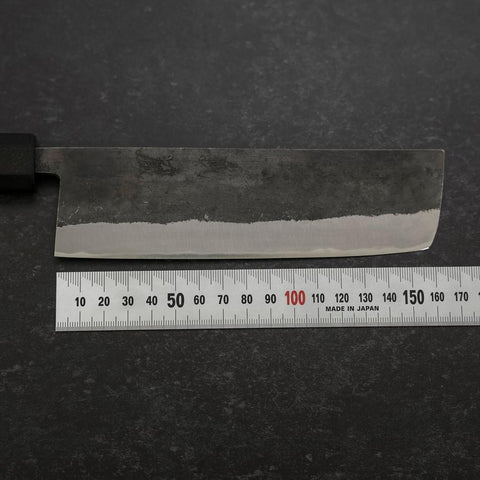 Nakiri Stainless Clad Blue Steel #2 Kurouchi Rubber Handle 165mm (6.5”)-[Musashi]-[Japanese-Kitchen-Knives]