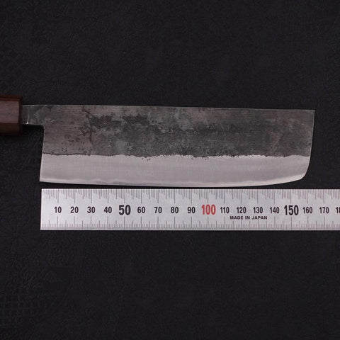 Nakiri Stainless Clad Blue Steel #2 Kurouchi Walnut Shitan Handle 165mm (6.5”)-[Musashi]-[Japanese-Kitchen-Knives]