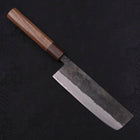 Nakiri Stainless Clad Blue Steel #2 Kurouchi Walnut Shitan Handle 165mm (6.5”)-[Musashi]-[Japanese-Kitchen-Knives]