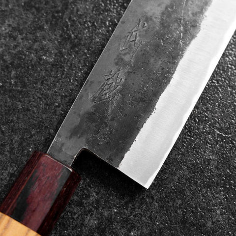 Nakiri Stainless Clad Blue Steel #2 Kurouchi Zelkova Handle 165mm-[Musashi]-[Japanese-Kitchen-Knives]
