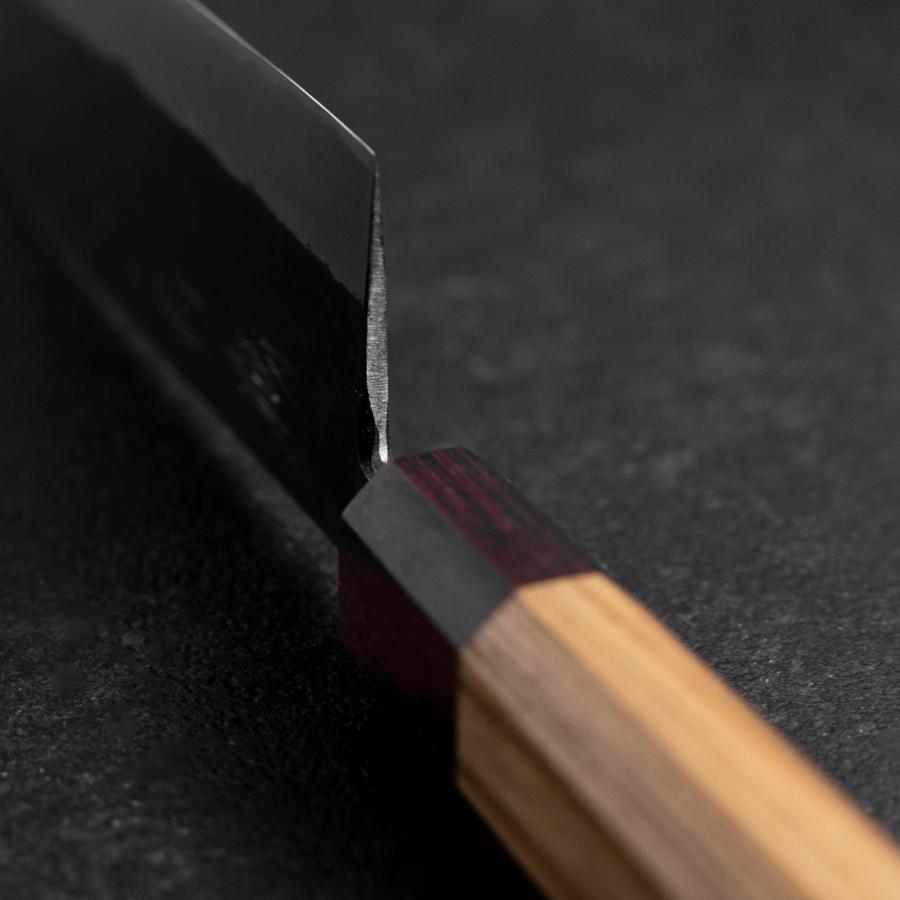 Nakiri Stainless Clad Blue Steel #2 Kurouchi Zelkova Handle 165mm-[Musashi]-[Japanese-Kitchen-Knives]