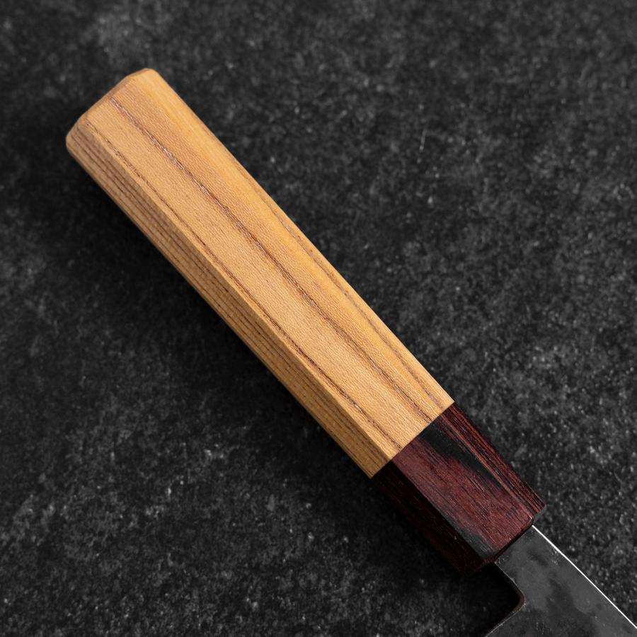 Nakiri Stainless Clad Blue Steel #2 Kurouchi Zelkova Handle 165mm-[Musashi]-[Japanese-Kitchen-Knives]