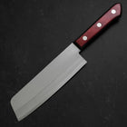 Nakiri Stainless Clad Blue Super Polished Western Black Red Handle 160mm (6.3”)-[Musashi]-[Japanese-Kitchen-Knives]