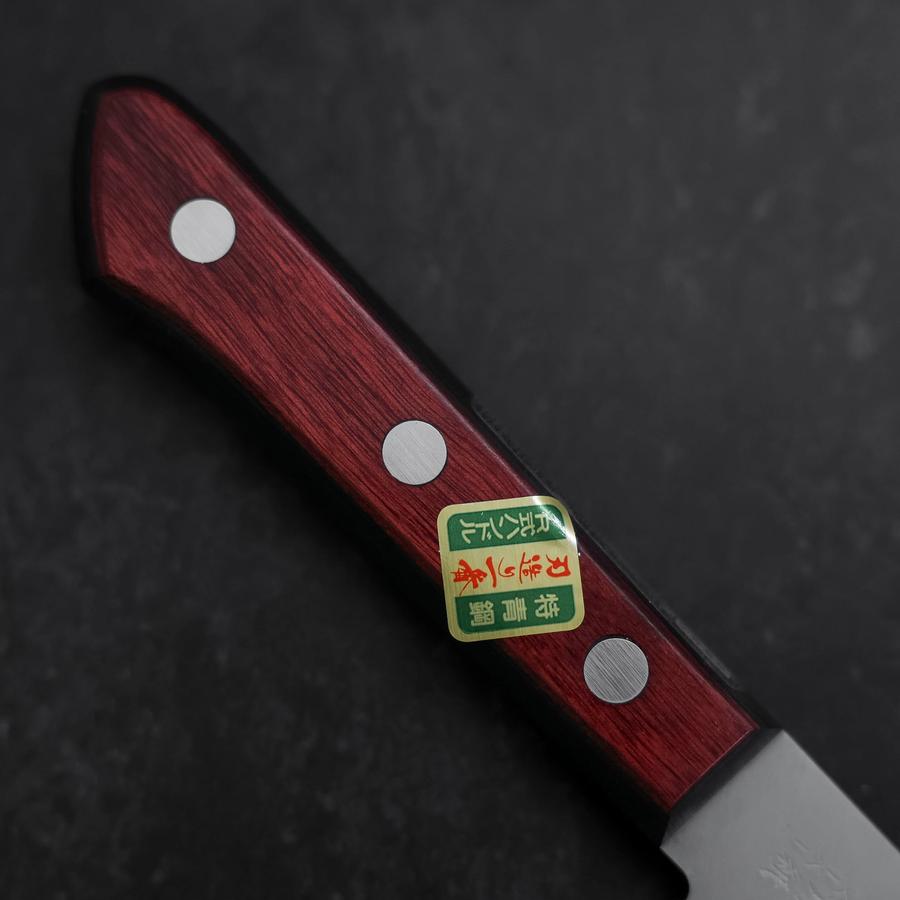 Nakiri Stainless Clad Blue Super Polished Western Black Red Handle 160mm-[Musashi]-[Japanese-Kitchen-Knives]