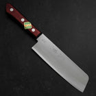 Nakiri Stainless Clad Blue Super Polished Western Black Red Handle 160mm (Tsuba-nashi) (6.3”)-[Musashi]-[Japanese-Kitchen-Knives]