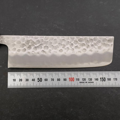 Nakiri Stainless Clad White Steel #2 Tsuchime Yaki Urushi Handle 165mm (6.5”)-[Musashi]-[Japanese-Kitchen-Knives]