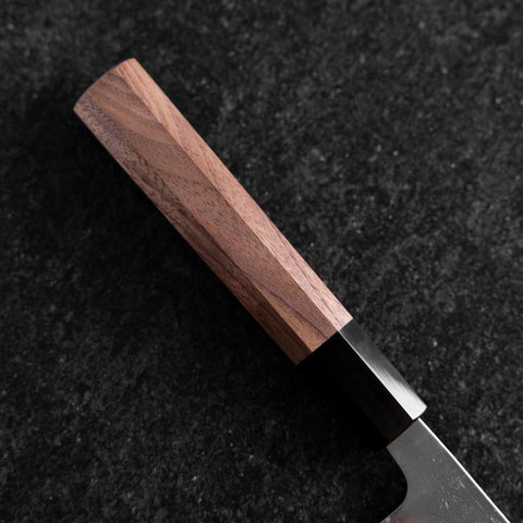 Nakiri Sweden Stainless Steel Nashiji Washi Damascus Buffalo Walnut Handle 165mm-[Musashi]-[Japanese-Kitchen-Knives]
