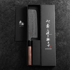 Nakiri Sweden Stainless Steel Nashiji Washi Damascus Buffalo Walnut Handle 165mm-[Musashi]-[Japanese-Kitchen-Knives]