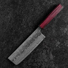 Nakiri Sweden Stainless Steel Nashiji Washi Damascus Purple Urushi Handle 165mm (6.5”)-[Musashi]-[Japanese-Kitchen-Knives]
