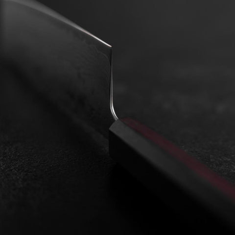 Nakiri Sweden Stainless Steel Nashiji Washi Damascus Purple Urushi Handle 165mm-[Musashi]-[Japanese-Kitchen-Knives]