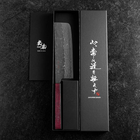 Nakiri Sweden Stainless Steel Nashiji Washi Damascus Purple Urushi Handle 165mm-[Musashi]-[Japanese-Kitchen-Knives]