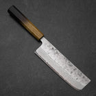 Nakiri Sweden Steel Nashiji Damascus Yaki Urushi Handle 165mm-[Musashi]-[Japanese-Kitchen-Knives]