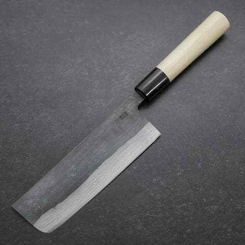 Nakiri V-Toku Kurouchi Damascus Buffalo Magnolia Handle 165mm (6.5”)-[Musashi]-[Japanese-Kitchen-Knives]