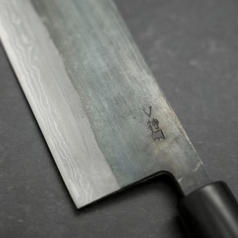 Nakiri V-Toku Kurouchi Damascus Buffalo Magnolia Handle 165mm (6.5”)-[Musashi]-[Japanese-Kitchen-Knives]