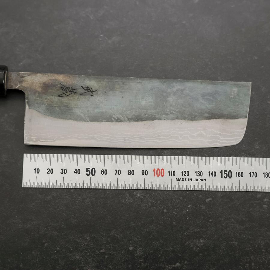 Nakiri V-Toku Kurouchi Damascus Buffalo Magnolia Handle 165mm-[Musashi]-[Japanese-Kitchen-Knives]