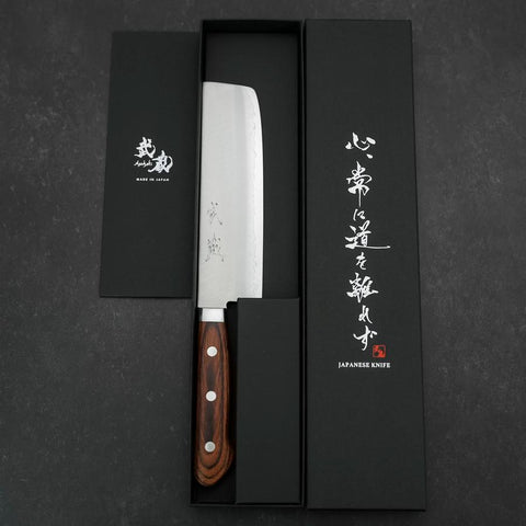 Nakiri VG-1 Polished Western Mahogany Handle 165mm (6.5”)-[Musashi]-[Japanese-Kitchen-Knives]