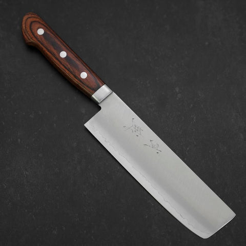 Nakiri VG-1 Polished Western Mahogany Handle 165mm (6.5”)-[Musashi]-[Japanese-Kitchen-Knives]