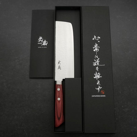 Nakiri VG-1 Tsuchime Western Red Mahogany Handle 165mm (6.5”)-[Musashi]-[Japanese-Kitchen-Knives]