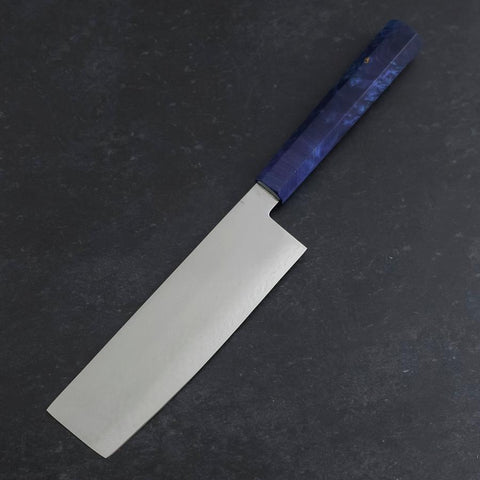 Nakiri VG-10 Damascus Blue Birch Handle 170mm (6.7”)-[Musashi]-[Japanese-Kitchen-Knives]