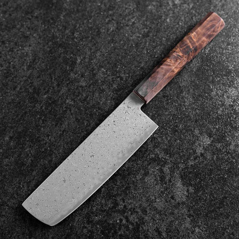 Nakiri VG-10 Damascus Brown Brich Handle 165mm-[Musashi]-[Japanese-Kitchen-Knives]