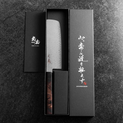Nakiri VG-10 Damascus Brown Brich Handle 165mm-[Musashi]-[Japanese-Kitchen-Knives]