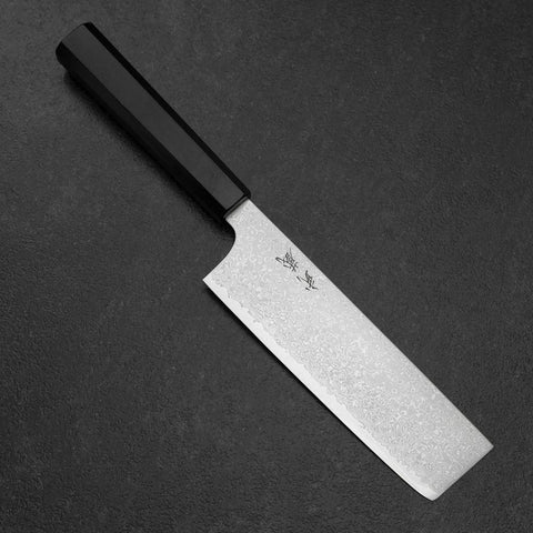Nakiri VG-10 Damascus Ebony Handle 165mm (6.5”)-[Musashi]-[Japanese-Kitchen-Knives]