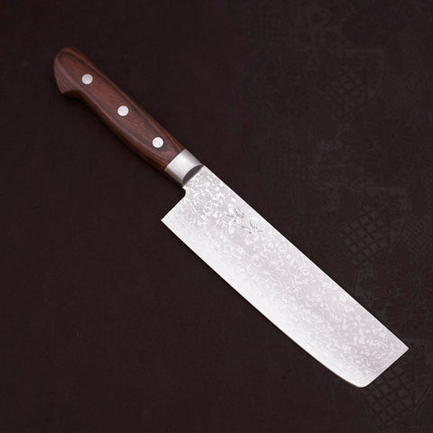Nakiri VG-10 Damascus Mahogany Handle 165mm (6.5”)-[Musashi]-[Japanese-Kitchen-Knives]