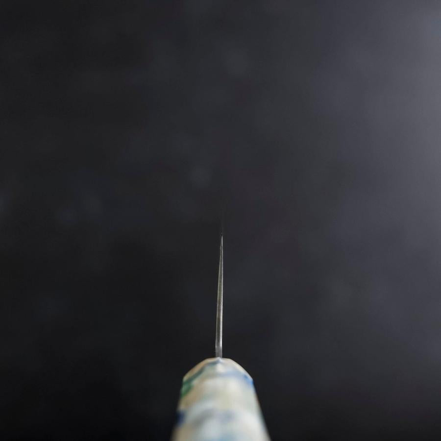 Nakiri VG-10 Damascus Ocean Blue-White Mix Handle 165mm-[Musashi]-[Japanese-Kitchen-Knives]