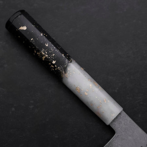Nakiri VG-10 Damascus Ocean White Black Gold Handle 165mm (6.5”)-[Musashi]-[Japanese-Kitchen-Knives]