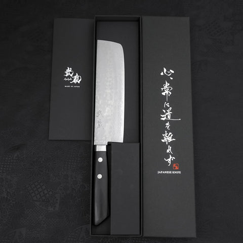 Nakiri VG-10 Damascus Western Black Handle 165mm (6.5”)-[Musashi]-[Japanese-Kitchen-Knives]