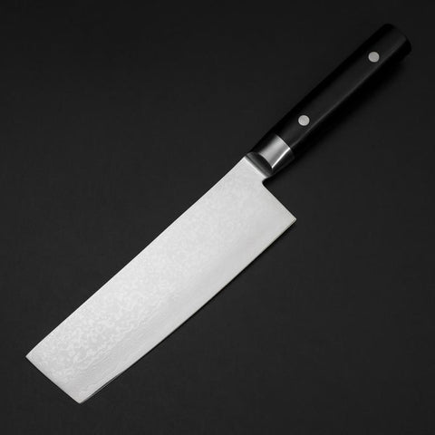 Nakiri VG-10 Damascus Western Black Round Handle 170mm-[Musashi]-[Japanese-Kitchen-Knives]