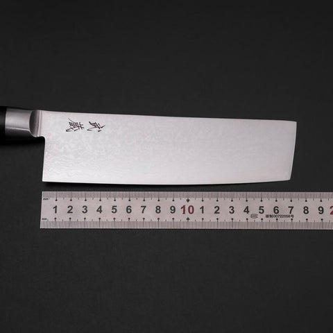 Nakiri VG-10 Damascus Western Black Round Handle 170mm-[Musashi]-[Japanese-Kitchen-Knives]