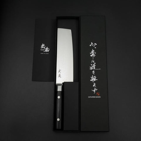 Nakiri VG-10 Damascus Western Black Round Handle 170mm-[Musashi]-[Japanese-Kitchen-Knives]