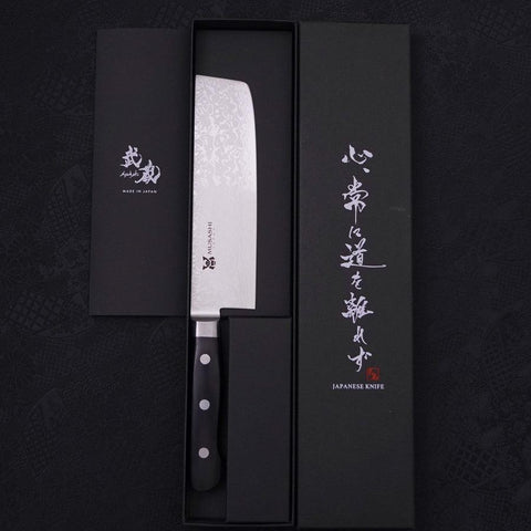 Nakiri VG-10 Damascus Western Handle 165mm (6.5”)-[Musashi]-[Japanese-Kitchen-Knives]