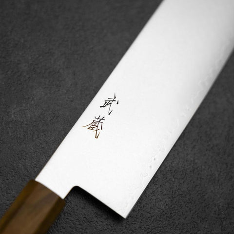 Nakiri VG-10 Damascus Yellow-Brown Birch Handle 170mm-[Musashi]-[Japanese-Kitchen-Knives]