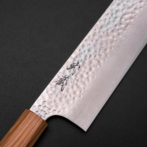 Nakiri VG-10 Mirror Tsuchime Damascus Olive Handle 170mm-[Musashi]-[Japanese-Kitchen-Knives]