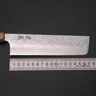 Nakiri VG-10 Mirror Tsuchime Damascus Olive Handle 170mm-[Musashi]-[Japanese-Kitchen-Knives]