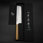 Nakiri VG-10 Mirror Tsuchime Damascus Olive Handle 170mm-[Musashi]-[Japanese-Kitchen-Knives]