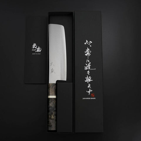 Nakiri VG-10 Polished Maple Handle 165mm-[Musashi]-[Japanese-Kitchen-Knives]