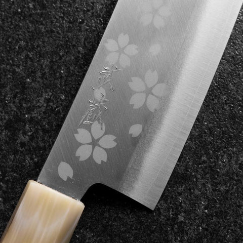Nakiri VG-10 Polished Sakura Buffalo Dark Pink Maple Handle 165mm-[Musashi]-[Japanese-Kitchen-Knives]