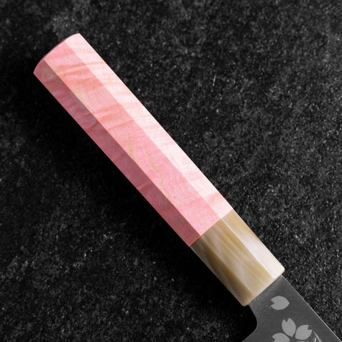 Nakiri VG-10 Polished Sakura Buffalo Dark Pink Maple Handle 165mm-[Musashi]-[Japanese-Kitchen-Knives]