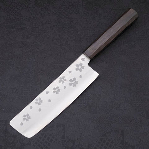 Nakiri VG-10 Polished Sakura Ebony Handle 165mm (6.5”)-[Musashi]-[Japanese-Kitchen-Knives]