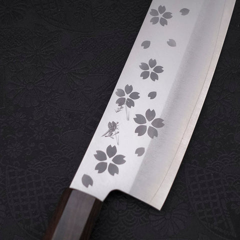 Nakiri VG-10 Polished Sakura Ebony Handle 165mm (6.5”)-[Musashi]-[Japanese-Kitchen-Knives]