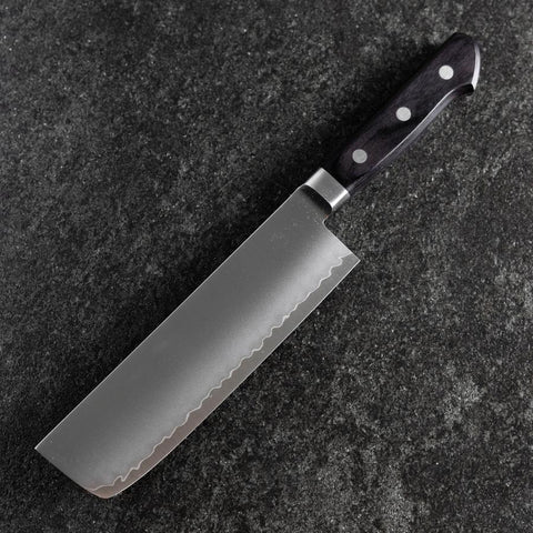 Nakiri VG-10 Polished Western Black Handle 165mm-[Musashi]-[Japanese-Kitchen-Knives]