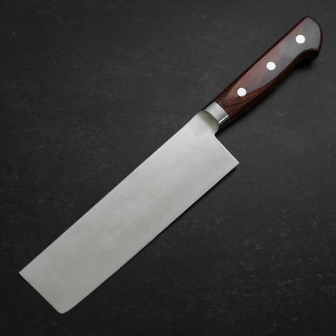 Nakiri VG-10 Polished Western Mahogany Handle 170mm (6.7”)-[Musashi]-[Japanese-Kitchen-Knives]