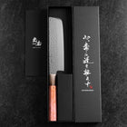 Nakiri VG-10 Tsuchime Damascus Buffalo Dark Pink Maple Handle 170mm (6.7”)-[Musashi]-[Japanese-Kitchen-Knives]