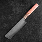 Nakiri VG-10 Tsuchime Damascus Buffalo Dark Pink Maple Handle 170mm-[Musashi]-[Japanese-Kitchen-Knives]