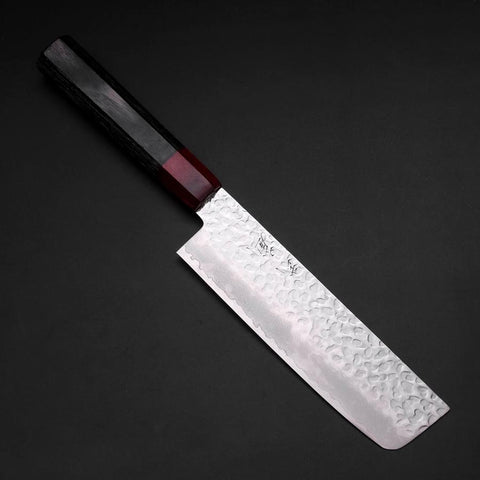 Nakiri VG-10 Tsuchime Damascus Cherry Grey Handle 165mm (6.5”)-[Musashi]-[Japanese-Kitchen-Knives]
